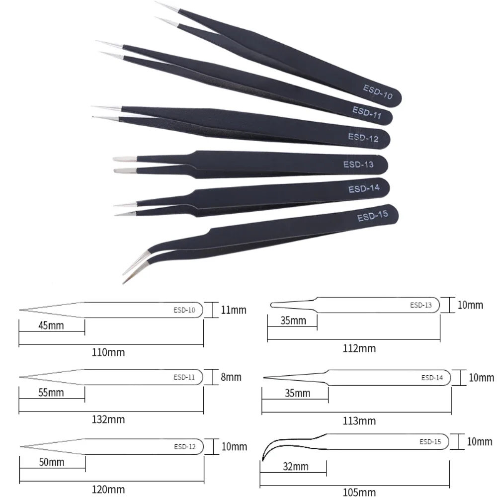 6pcs Precision Tweezers Set ES - огляд і ціна Electronics Repair Tools